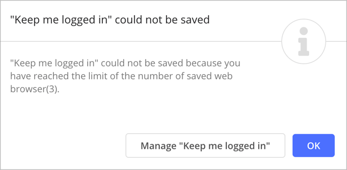 Keep me logged in could not be saved