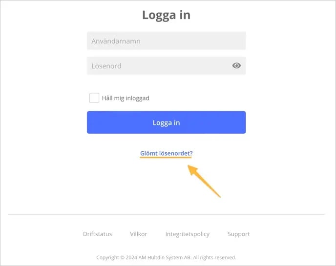 Glömt lösenordet - Swe