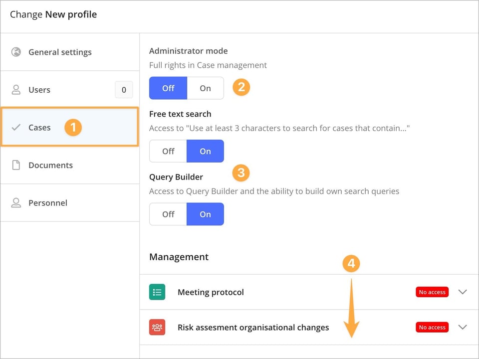 User Permissions for Cases in a Profile