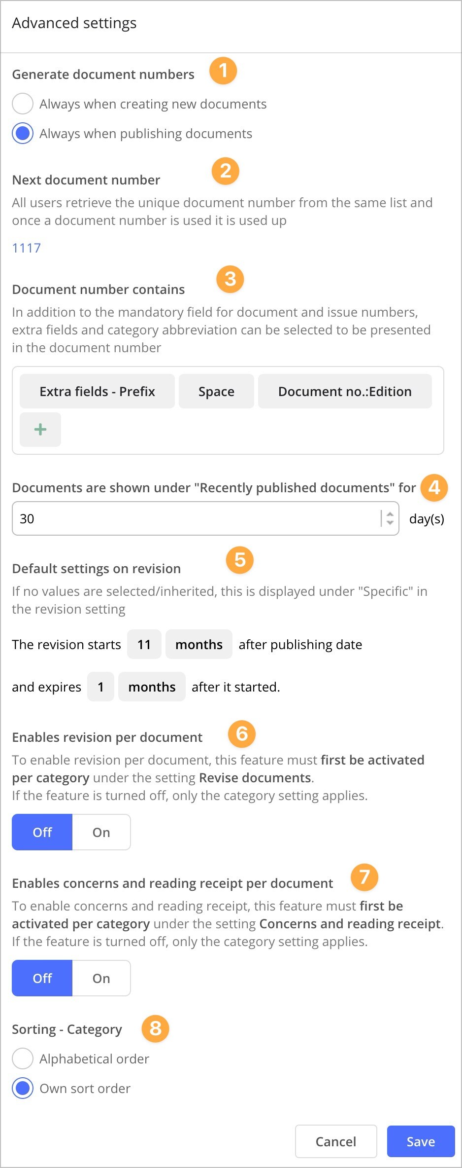 Fun Document Numbering System Examples Advanced Settings