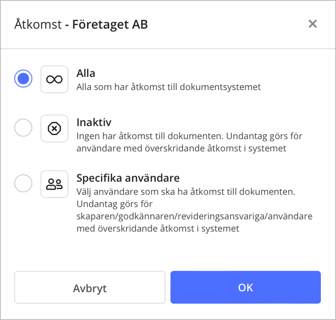 2. Åtkomst - Huvudkategori