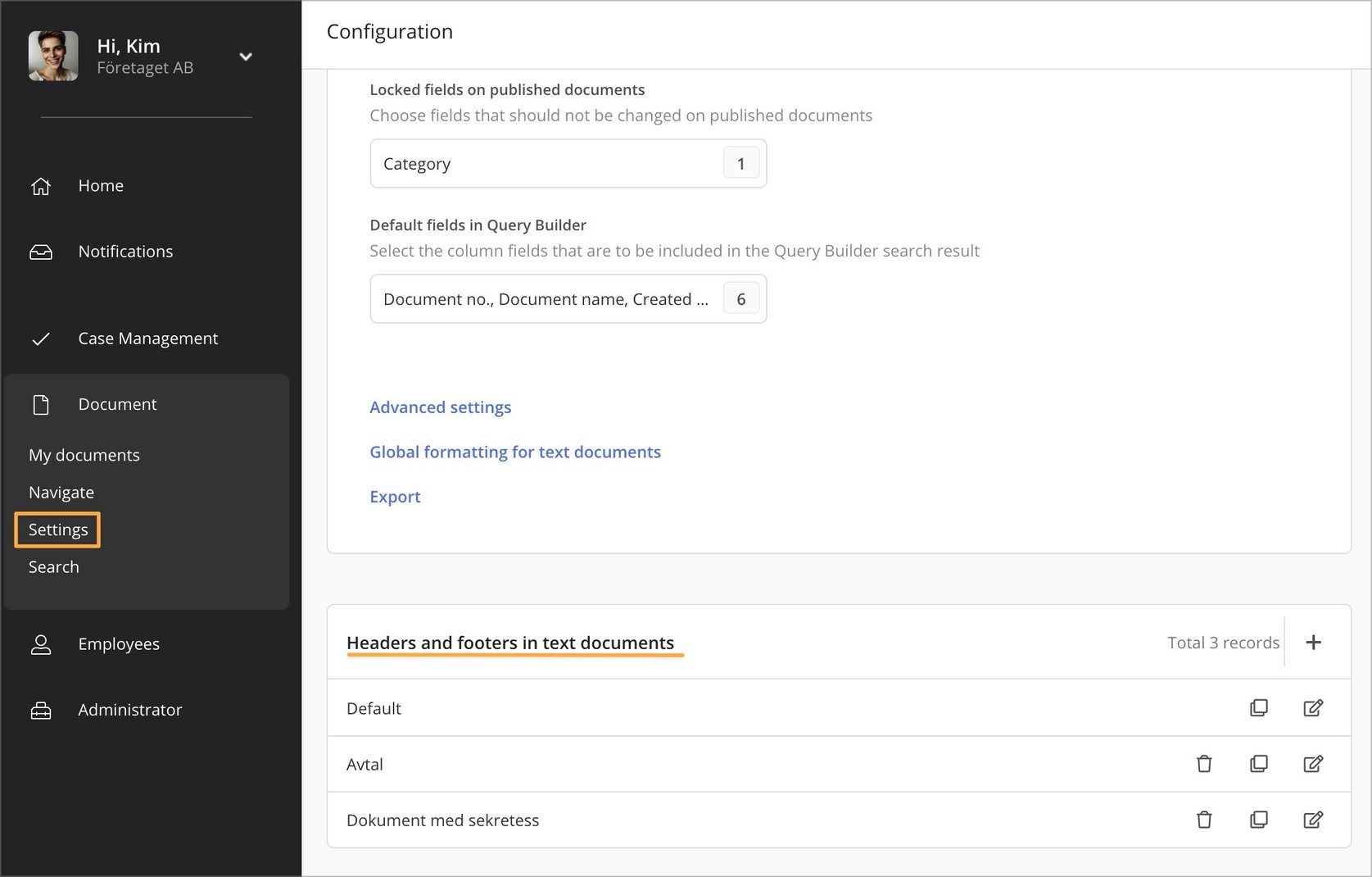 Where to create Header/Footer in a text document