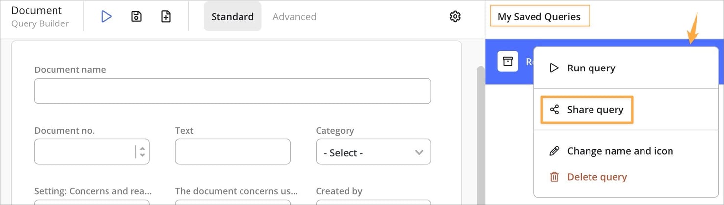 Save and Share Search Query in Documents