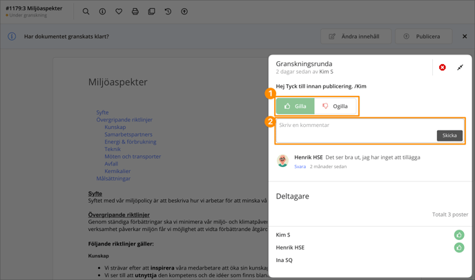 Gilla och kommentera